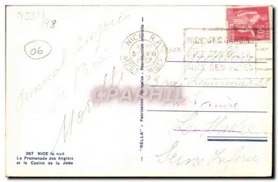 Nice - Noc — Promenade des Anglais i Kasyno na Jetée — 'REL LA' - 267 — Rewers