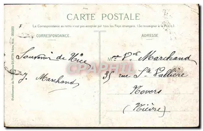 Stara pocztówka Nicea Promenade du Midi Les Ponchettes — Rewers