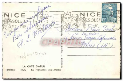 Nice — A Promenade dos Ingleses — Reilla-Nice — Verso