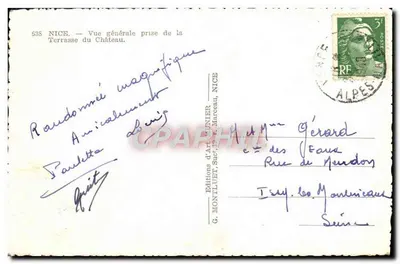 Nice — Ogólny widok z Tarasy Zamku — Wydawnictwo Art Montliuet, NICE, nr 635 — Rewers