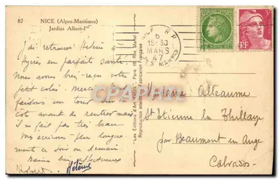 Jardins Albert-Ier — Nice — Éditions d'Art VVGN — Rewers