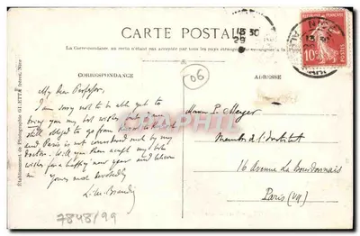 NICE — Widok między palmierymi, widok z Sainte-Hélène — Wydawca Gletta, Nice, nr 186 — Rewers