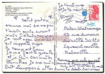 Rimplas — Ogólny widok dominujący nad doliną Tinée i Val de Blore — Spółka Alpejska Wydawnictw — Rewers