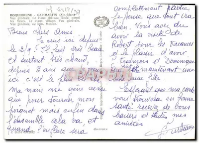 Roquebrune-Cap-Martin — widok ogólny, zamek feudalny, wieś — Rewers