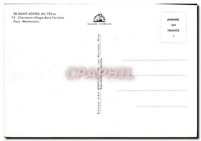 Saint-Agnès — Przyjemne miasteczko w tylnej części Pays Mentonnais — Éditions d'Art Montluçon, Nice — Rewers