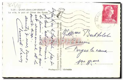 Saint-Jean-Cap-Ferrat — A cidade, o porto e a Anse des Fosses — Editions S.E.P.T. - Reprodução Proibida — Verso