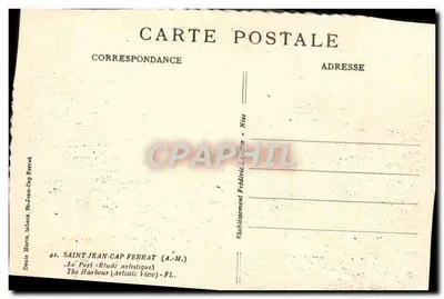 Saint-Jean-Cap-Ferrat — Le Port (Étude artistique) — Établissement Prédéric Landier — Verso