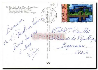Saint-Paul - Côte d'Azur — Vista geral do velho vilarejo — Editions GILLETTE — Verso