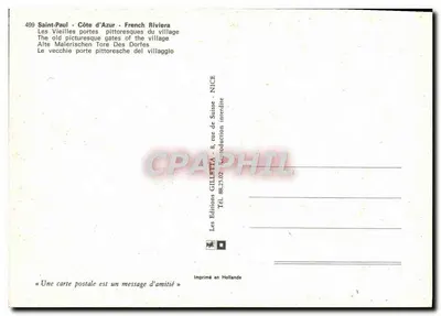 Saint-Paul - suas antigas portas — As antigas portas pitorescas do vilarejo — Éditions GILLETTA, Nice — Verso