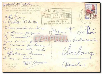 Białe gołębie w Saint-Paul — Półwysip Côte d'Azur — Wydawnictwo Paris — Rewers