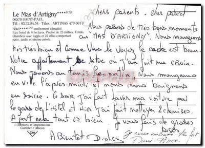 Le Mas d'Artigny — Luksusowy hotel w lesie — Wydawnictwo i Drukarnia Combier / Mâcon — Rewers