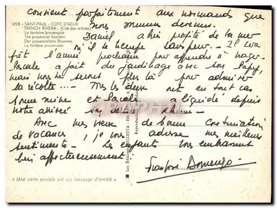 Saint-Paul - Côte d'Azur — A fonte provençal — Les éditions MILETTA, n°458 — Verso