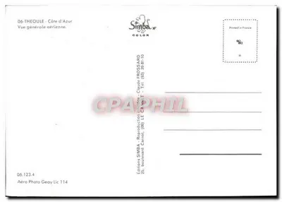 Theoule-sur-Mer — góc nhìn từ trên cao — Éditions SIMBA — Mặt sau