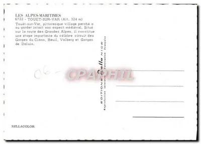Touët-sur-Var — villaggio in posizione elevata nelle Alpi Marittime — Éditions Cella Nice — Verso