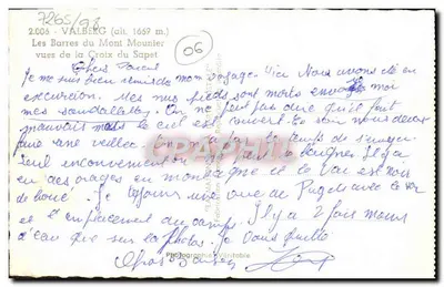 Les Barres Mont Mounier — widoki z Croix du Sapet — wydawca 'La Montagne' nr 06 — Rewers