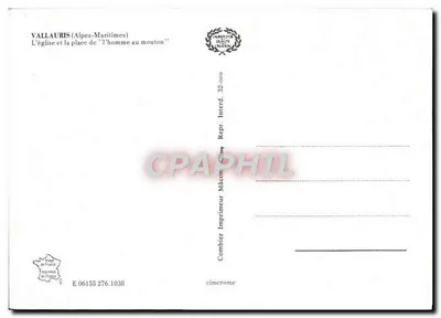 Vallauris (Alpes-Maritimes) — A igreja e a praça do « homem com o carneiro » — Impressor Combier — Verso