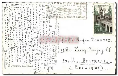 Smaakstraatje in Vence — uitzicht op de stad van de kunst — uitgever C.A.P. (nr. 6) — Achterkant