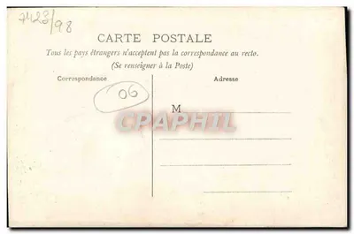 Villefranche - La Rue de l'Église — vista de la calle inclinada con escaleras y iglesia al fondo, editor S.I.F. n°77 — Reverso