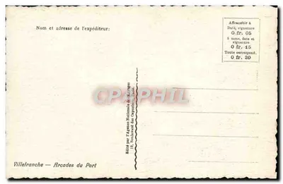 Villefranche — Arcadas do Porto — Editado pela Agência Nacional de Norges — Verso