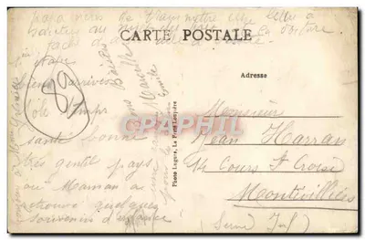 Bilhete postal antigo Cezy As margens do Yonne — Verso