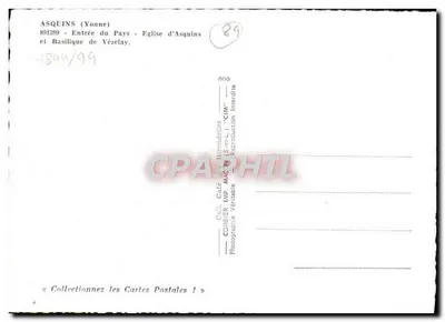 Asquins (Yonne) — Entrada do País - Igreja de Asquins e Basílica de Vézelay — CIM — Verso