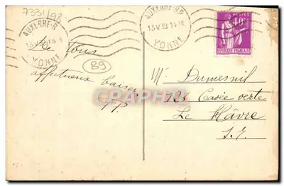 Auxerre — La Cathédrale — Éditeur G. Harney, n°4 — Verso
