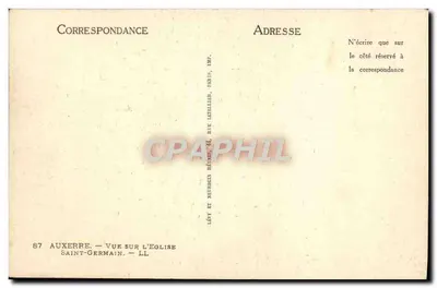 Auxerre — Widok na kościoł św. Germain — Wydawca Lévy i Neurgen — Rewers
