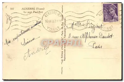 AUXERRE (Yonne) — De brug Paul-Bert — Les Éditions d'Art Yonne — Achterkant