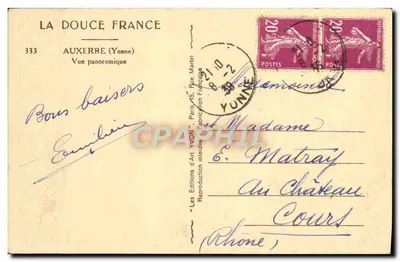 AUXERRE (Yonne) — Widok panoramiczny — Les Éditions d'Art Yvonnais — Rewers