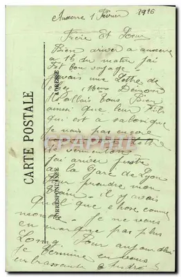 Auxerre — Vista geral tirada do Campanário de São Pedro em direção à Catedral e ao Ponte da Tournelle — LL. — N°3 — Verso