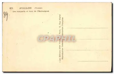 Avallon (Yonne) — Zamek i wieża Escharguet — Wydawnictwo Art Yvonne — Rewers