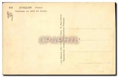 Avallon (Yonne) — Sombras na margem do Cousin — Edições d'Art Yvon — Verso
