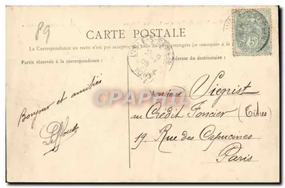 Avallon — Valeira do Cousin — O Ponte Claireau — Livraria Pothain, Avallon — Verso