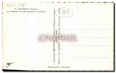 Bleneau (Yonne) — O castelo, a torre de vigia, o donjon — Cliché RIBY — Verso
