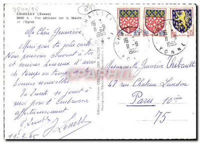 Chailley (Yonne) — Vista aérea da prefeitura e da igreja — Éditions Aériennes Comluer — Verso