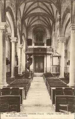 Châtel-Censoir (Yonne) — A Igreja — A Nave — Ed. Satin, fot.-édit., Clamecy