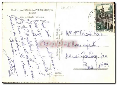 Laroche-Saint-Cydroine — Vista geral aérea — Edições de luxo E. Mignon — Verso