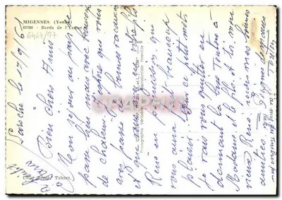Migennes (Yonne) — Brzegi rzeki Yonne — Wydawca: C. Genot, Tabacs — Rewers