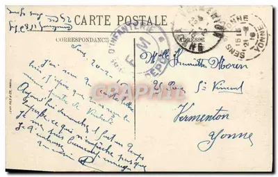 Sens — Widok na dzielnicę Madagascar i Hotel de Ville — LL. — Rewers