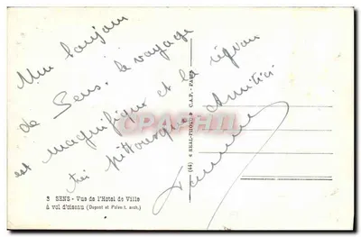 Sens — Widok z lotu ptaka zbudowanego z pałacu miasta — REAL-PHOTO, Paryż — Rewers