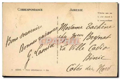 Sens — Ogólny widok — LL — Wydawca Lévy et Neudelco, Paryż — Rewers