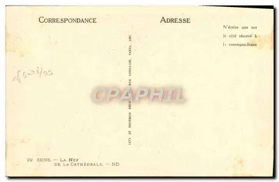 Sens — De Navel van de Kathedraal — Uitgever Levé et Neudels Réimprimeur, Parijs — Achterkant