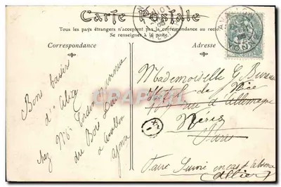 Bilhete postal antigo — Rota de Pontaubert — O Rochedo da Irmã — Verso