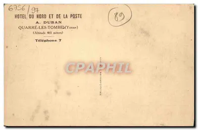 Hotel do Norte — Quarré-les-Tombes — A. Duban — Verso