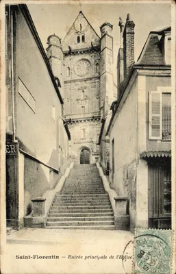 Saint-Florentin — Entrada principal da Igreja — Editor: Durand & Cie, n° 1