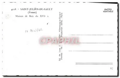 Saint-Julien-du-Sault — Casa de Madeira do Século XVI — E. Mignon — Verso