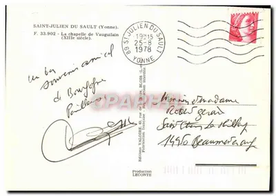 Saint-Julien-du-Sault — Capela de Vauguilain (século XIII) — Éditions Valoire, n° F.33.902 — Verso
