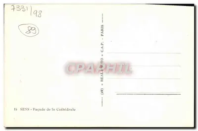 Sens — Fachada da Catedral — C.A.P. « REAL-PHOTO » — Verso