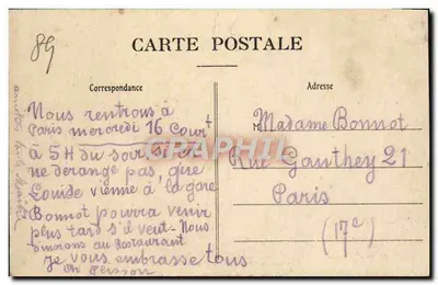 Zamek Tanlay — Widok z lotu ptaka — Wdowa Bertrand, wyd., Tanlay — Rewers