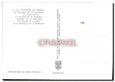 Vézelay — Souvenir de la Basilique et de ses monuments — Éditeur C.D.R. HENDAYE — Rewers